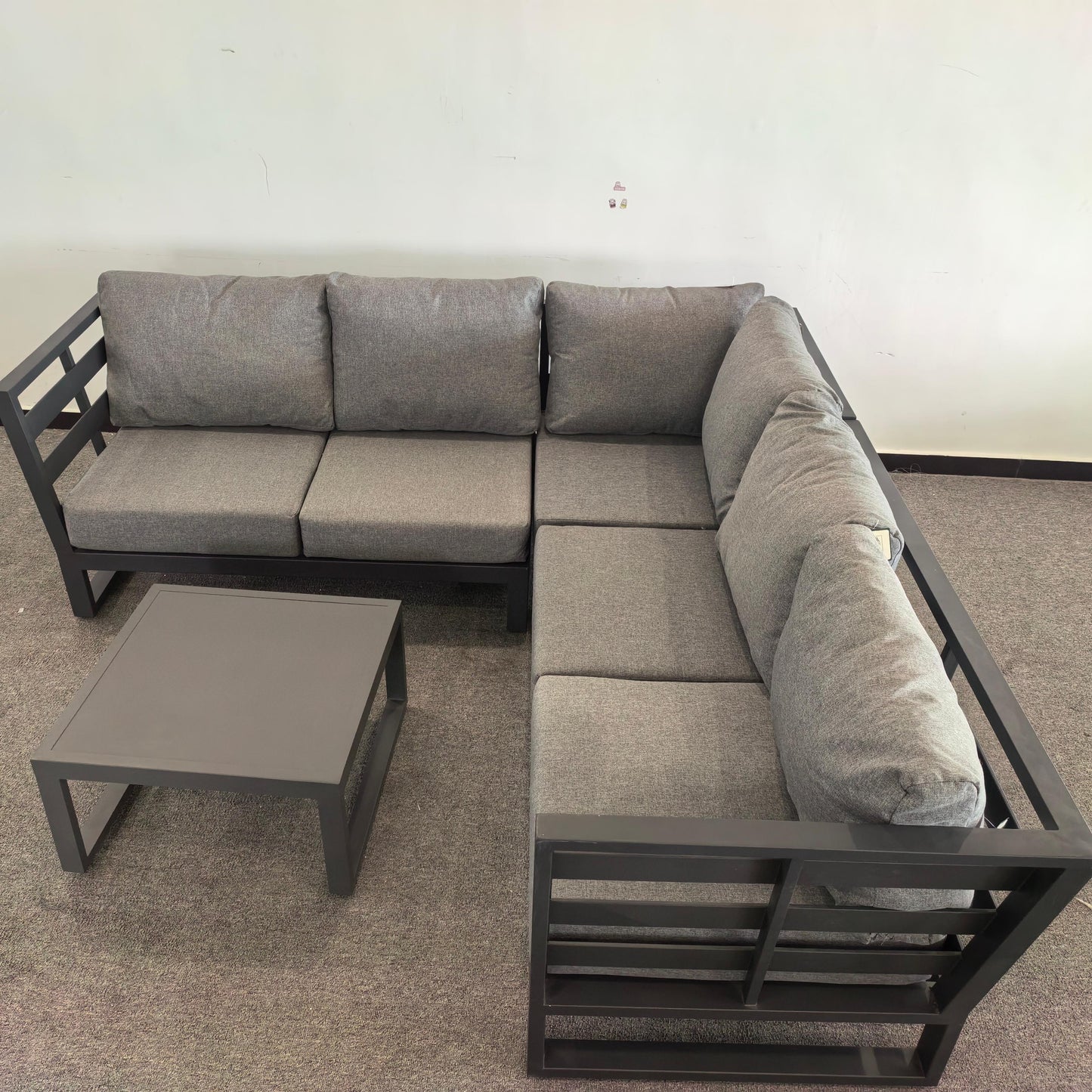 Due in 30/04/25  #AL-11 Floor Sample Clearance Sale Aluminium Corner Sofa Set with Coffee Table