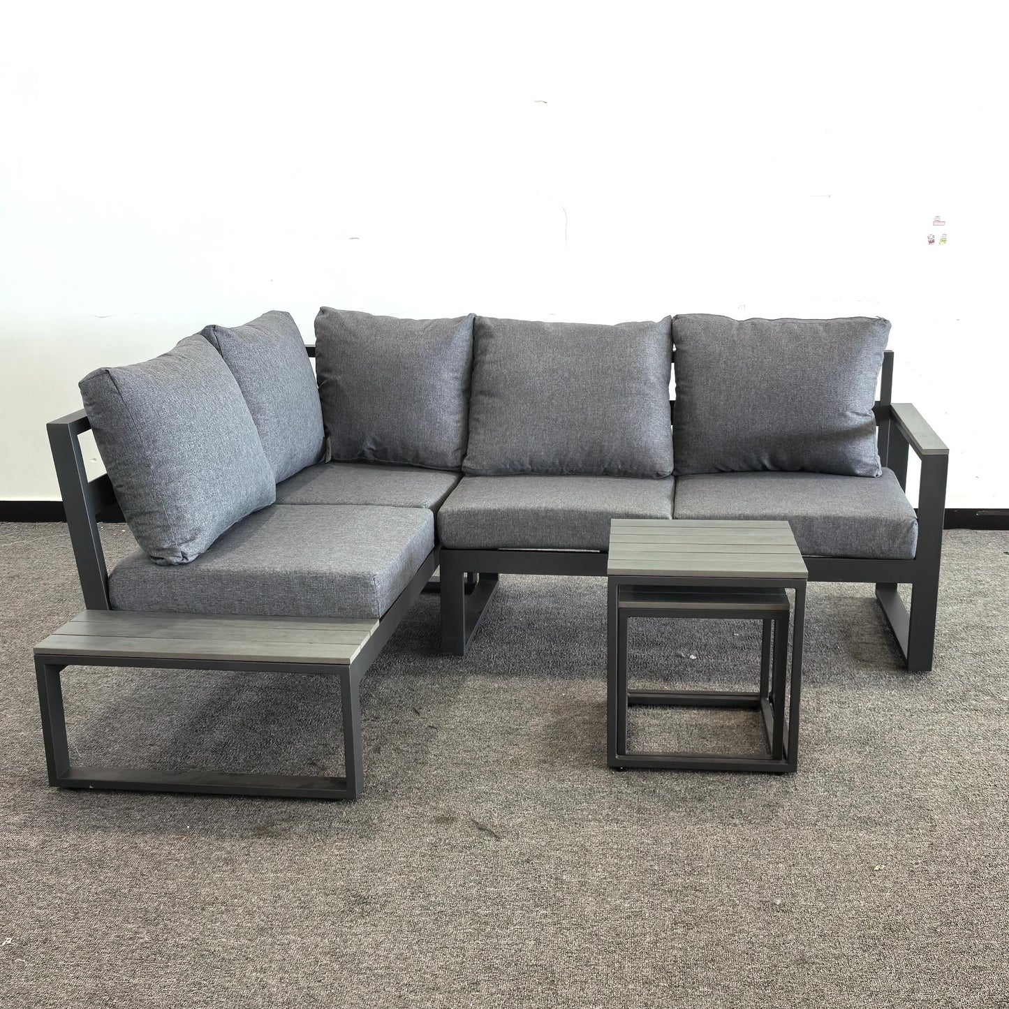 Due in 08/05/25  #AL-17 Floor Sample Clearance Sale Aluminium Lounger Corner Sofa Set with Coffee Tables
