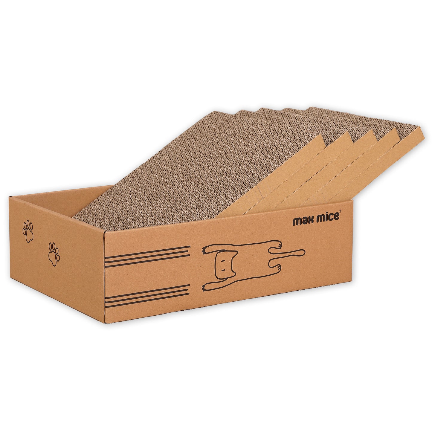 Due in 25/02/25 Max Mice Cat Scratching Board with Box, 5 Layers Design Cat Scratching Pad, Reversible Cat Scratcher Cardboard Lounge Bed, Corrugated Cardboard Cat Scratcher for Indoor Kitty