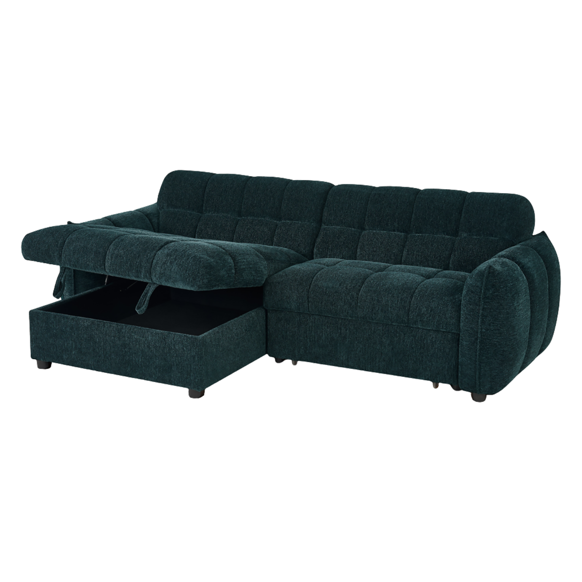 Marlow Teal Universal Corner Sofa Bed – Quilted Design with Chaise Storage