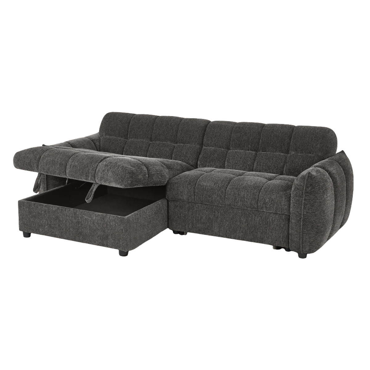 Marlow Grey Universal Corner Sofa Bed – Quilted Design with Chaise Storage