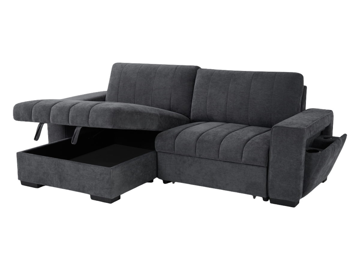 Beacon Grey Universal Corner Sofa Bed – Hidden Storage, USB Ports & Cupholder