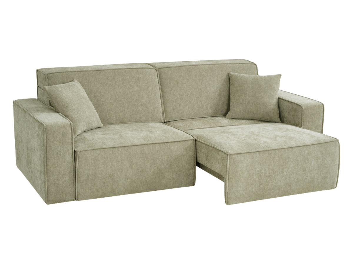 Sleek Green Electric Sofa Bed – 3 Seater with Power Extension Mechanism & Accent Cushions