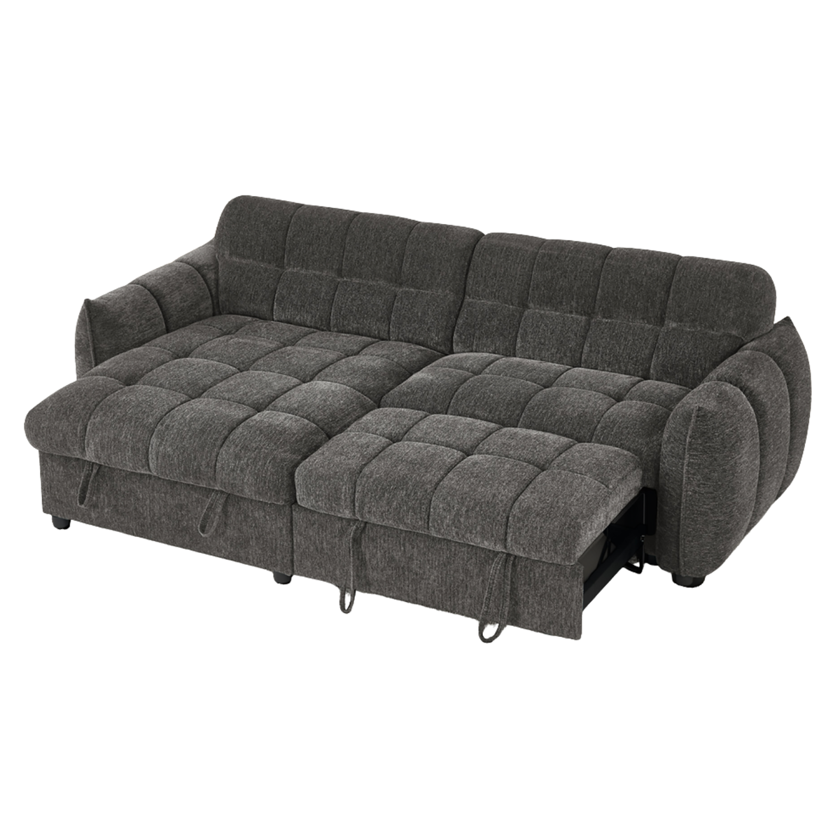 Marlow Grey Universal Corner Sofa Bed – Quilted Design with Chaise Storage