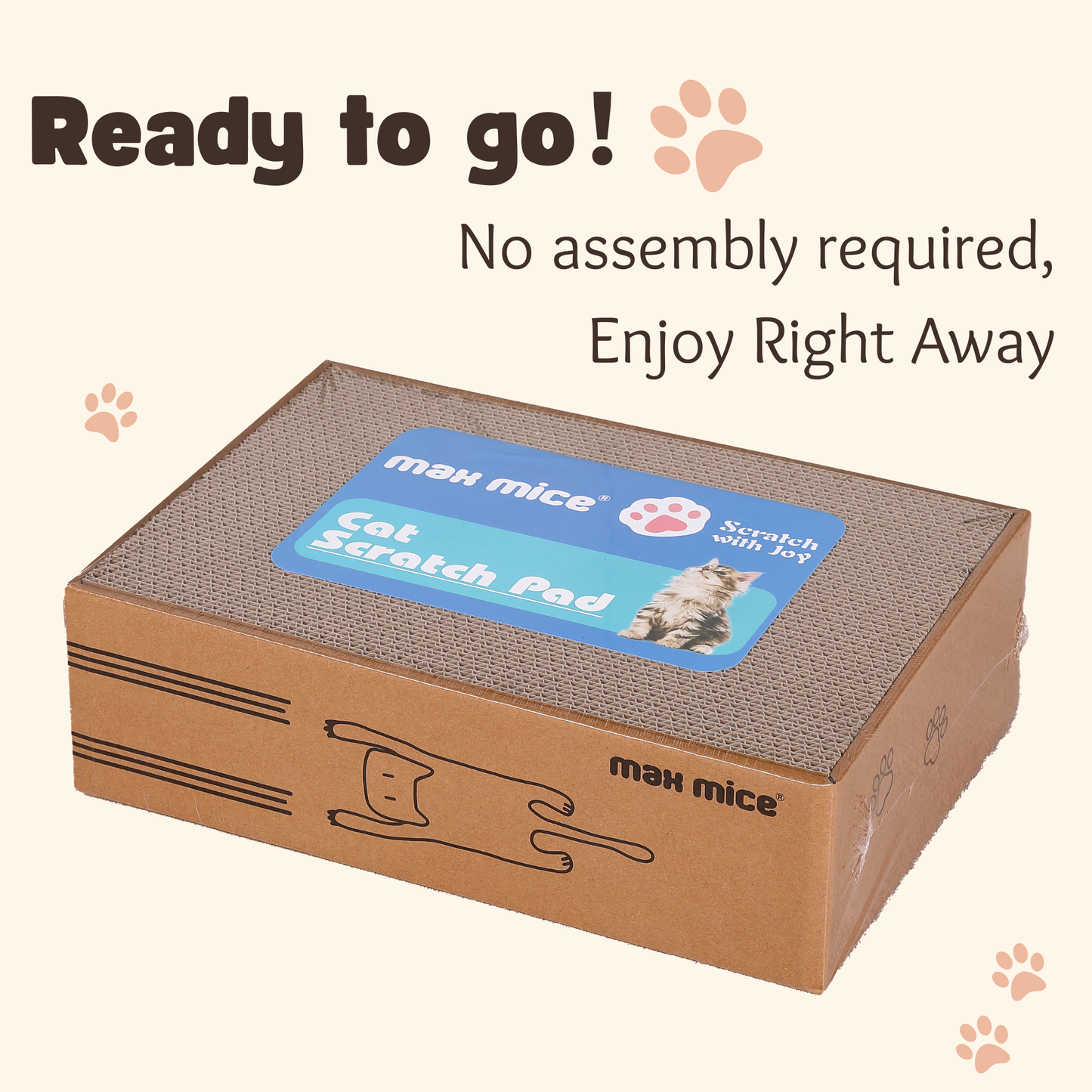 Due in 25/02/25 Max Mice Cat Scratching Board with Box, 5 Layers Design Cat Scratching Pad, Reversible Cat Scratcher Cardboard Lounge Bed, Corrugated Cardboard Cat Scratcher for Indoor Kitty