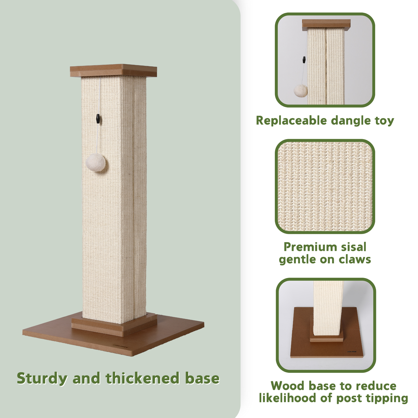 Max Mice Ultimate Heavy Duty Cat Scratching Post, Large Vertical Roman Column with Durable, Wear-Resistant gisal for Endless Scratching Enioyment(White)