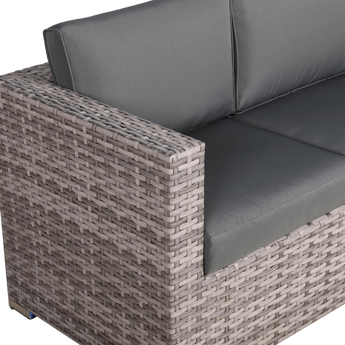 Modern Range Lille Corner Sofa with Dining Table in Grey Rattan