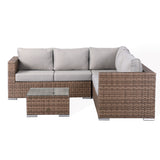 Colette Corner Sofa with Coffee Table in Medium Brown Rattan