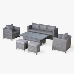 Isobella Range Large Sofa Set with Rising Table in Slate Grey Weave (CR17)