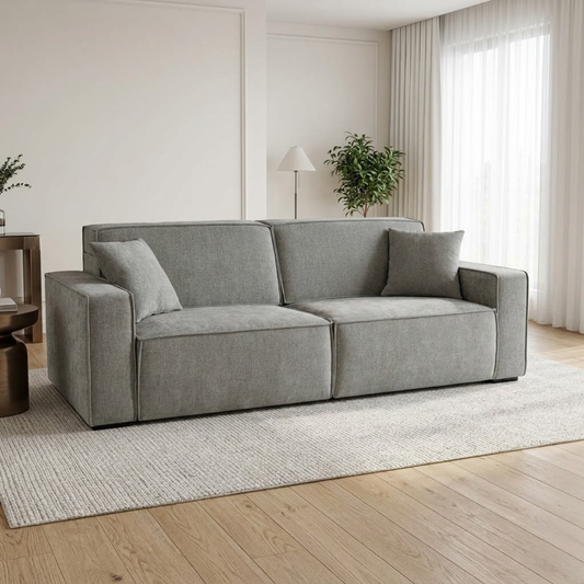 Sleek Grey Electric Sofa Bed – 3 Seater with Power Extension Mechanism & Accent Cushions