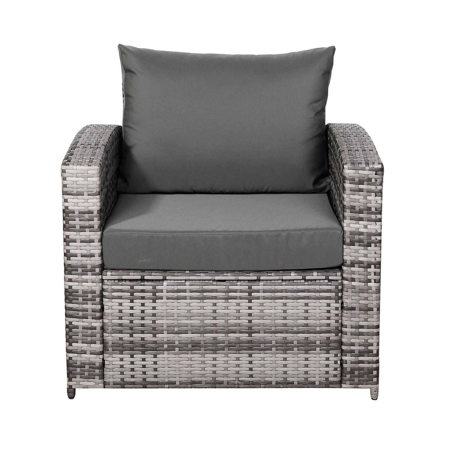 Henley High Back Pair of Arm Chairs in Grey Rattan and Grey Cushions