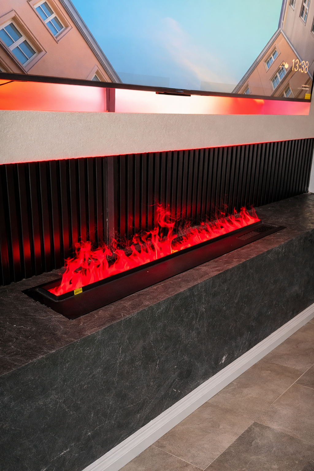1000MM/39.37" Luxe Water Vapour Fireplace – 15 Colour Realistic Flame, Cool to Touch, Up to 24hr Run Time