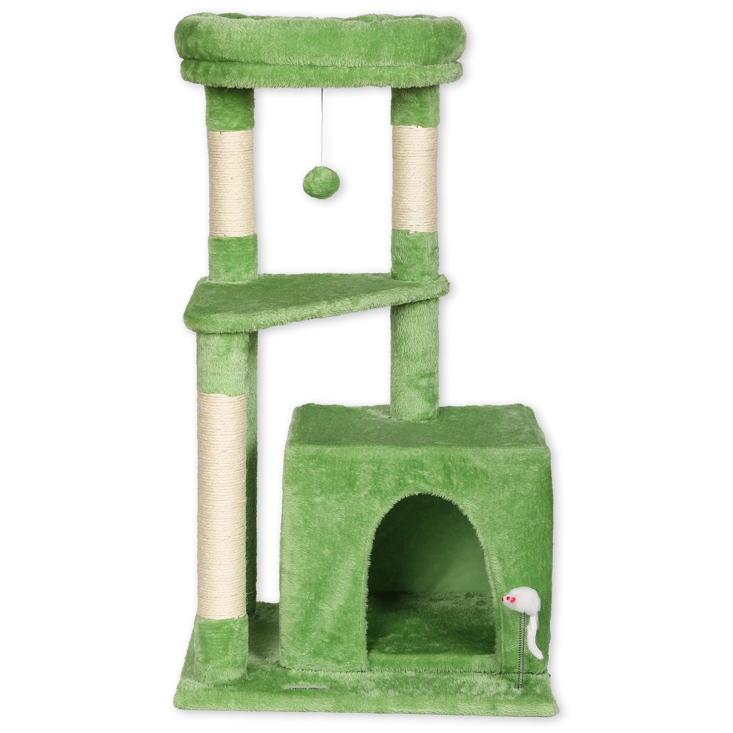 Due in 29/04/25 Max Mice Tree Tower Scratching Posts Multilevel Cat Climbing House with Condos & Ladder Cat Activity Centre for Indoor Cats, Green