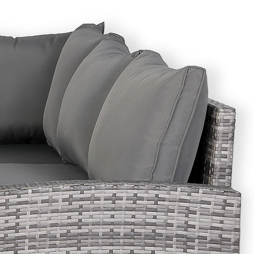 Due in 20/06/2025  Henley Range High Back Dining Sofa Set in Grey Weave with Dinning Table