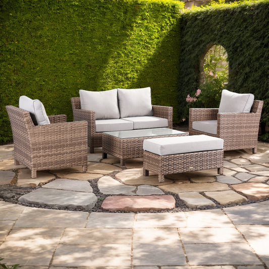 Collete Range High Back Sofa Set with 2 Armchairs in Brown Rattan