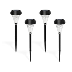 Outdoor Garden Solar Lights，LED Solar Light Outdoor Auto ON/Off for Garden(Set of 4)-Black[Energy Class A+++]