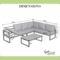 PRE ORDER...CK-03 Dune Range RHF Corner Set Charcoal Aluminium Frame With Grey Cushions