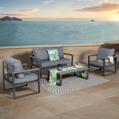 PRE ORDER...CK-04 Dune Range Large Sofa Set Charcoal Aluminium Frame With Grey Cushions