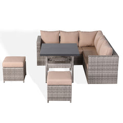 PRE ORDER...Ashley Range Lille Corner Sofa with Dining Table in Light Grey Rattan (CS06)