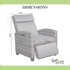 Rose Range Reclining Armchair with Flip Table in Grey Weave and Grey Cushions