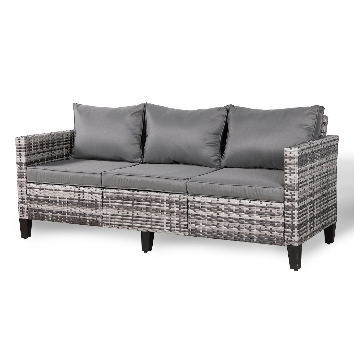 Due in 25/05/25  Palma Range 3-Seater Sofa in Grey Rattan