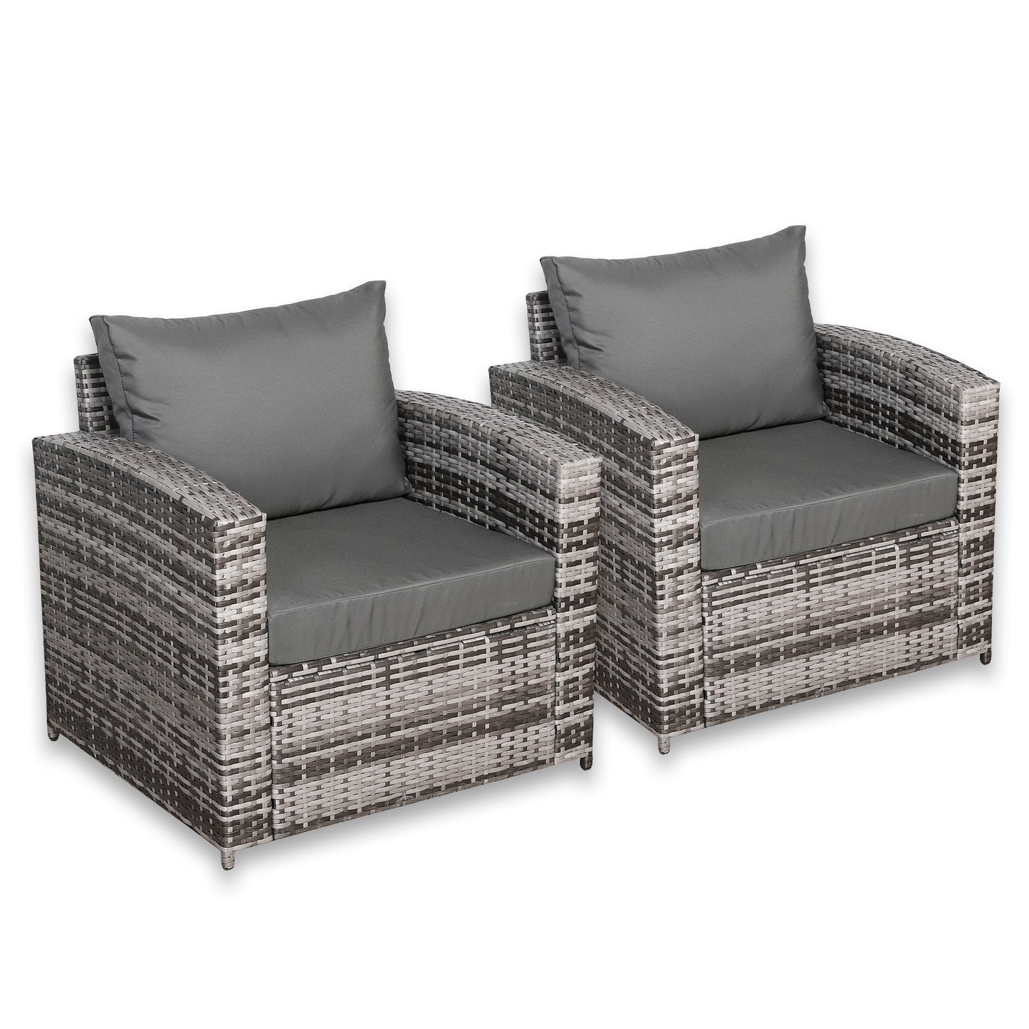 Henley High Back Pair of Arm Chairs in Grey Rattan and Grey Cushions