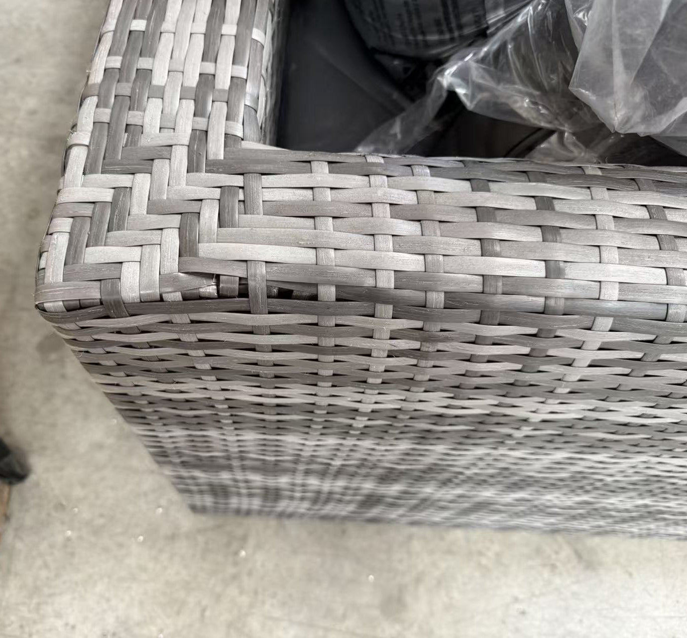 FB | Modern Range Lille Compact Corner Sofa with Dining Table in Grey Rattan