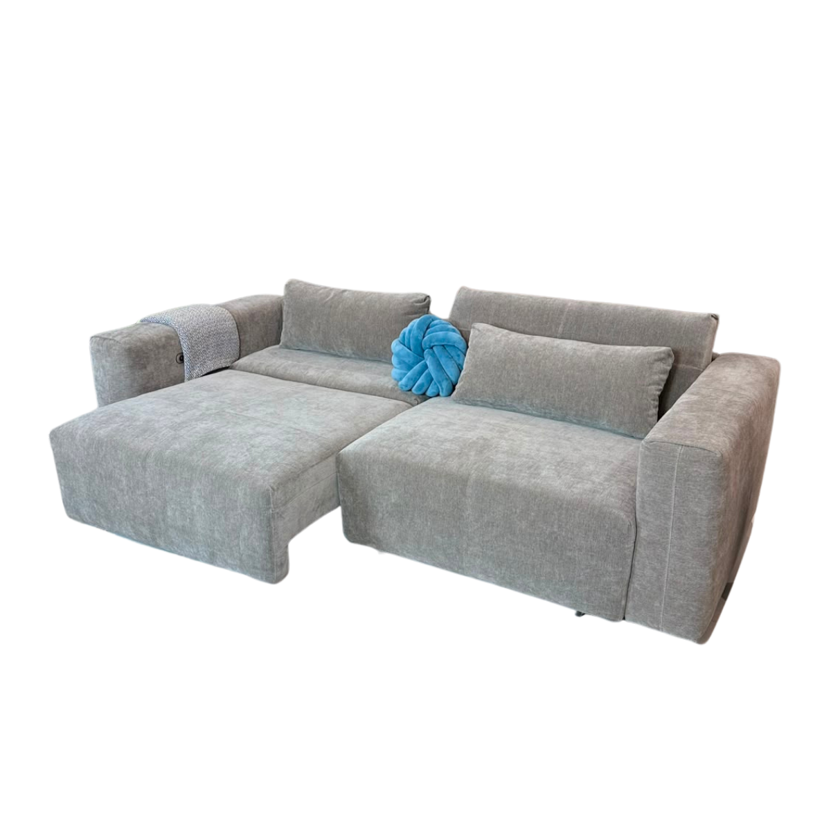 Aurora Beige Electric Sofa Bed – Powered Extending Seats with USB Charging & Lumbar Bolsters