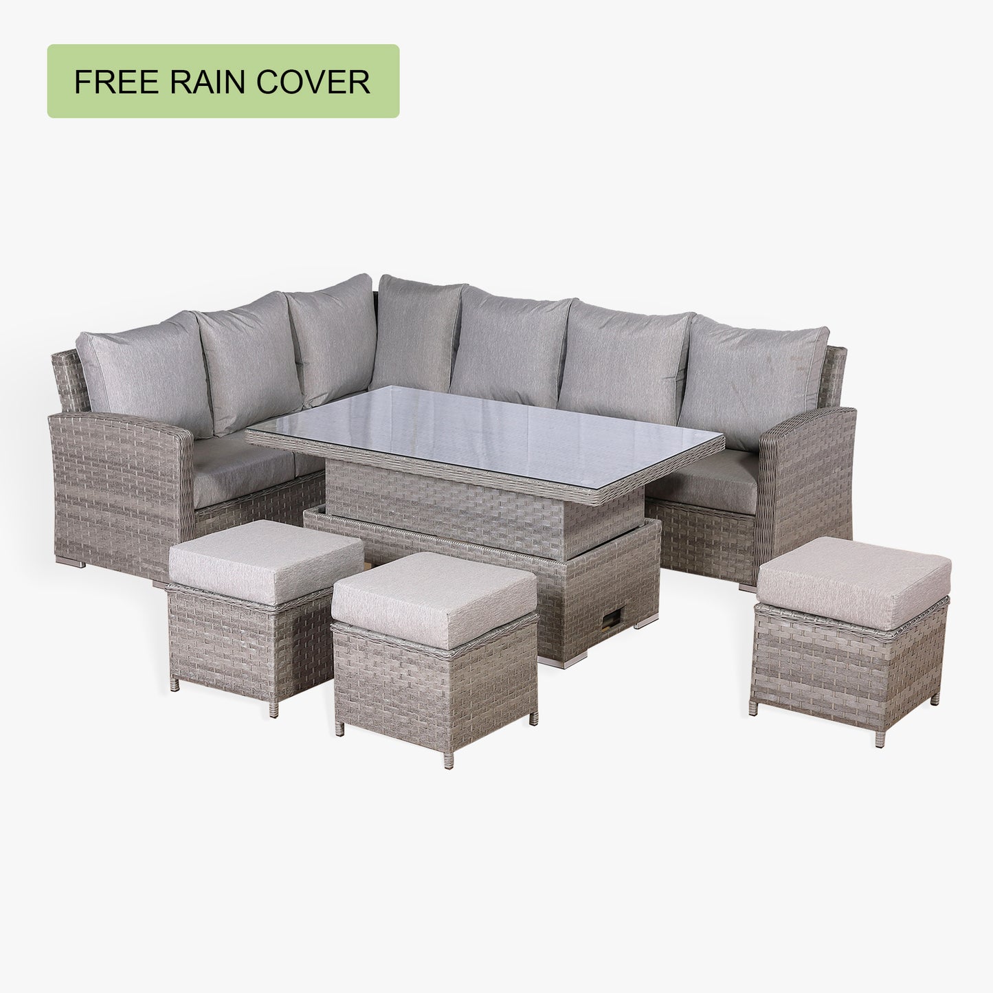 Winchester Range High Back Left Hand Corner Sofa Set with Rising Table in Grey (#3002)