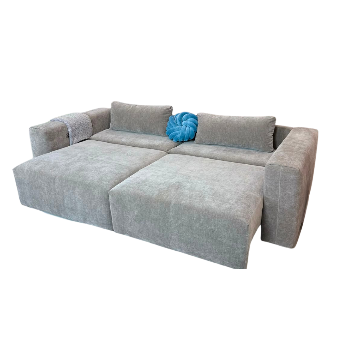Aurora Beige Electric Sofa Bed – Powered Extending Seats with USB Charging & Lumbar Bolsters