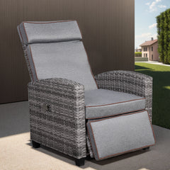 Rose Range Reclining Armchair with Flip Table in Grey Weave and Grey Cushions