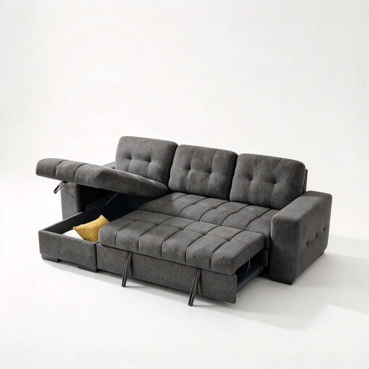 Cove Grey Universal Corner Sofa Bed – 4 Seater Polyester Sofabed