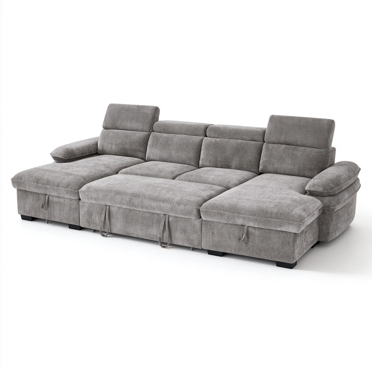 Anchor Grey U-Shape Corner Sofa Bed – 5 Seater with Storage, Adjustable Arms & Headrests