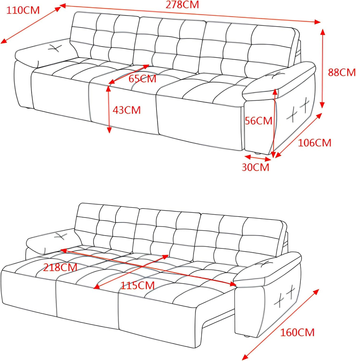 Swift Green Electric Sofa Bed – 3 Seater Space-Saving Sofabed with Push-Button Conversion