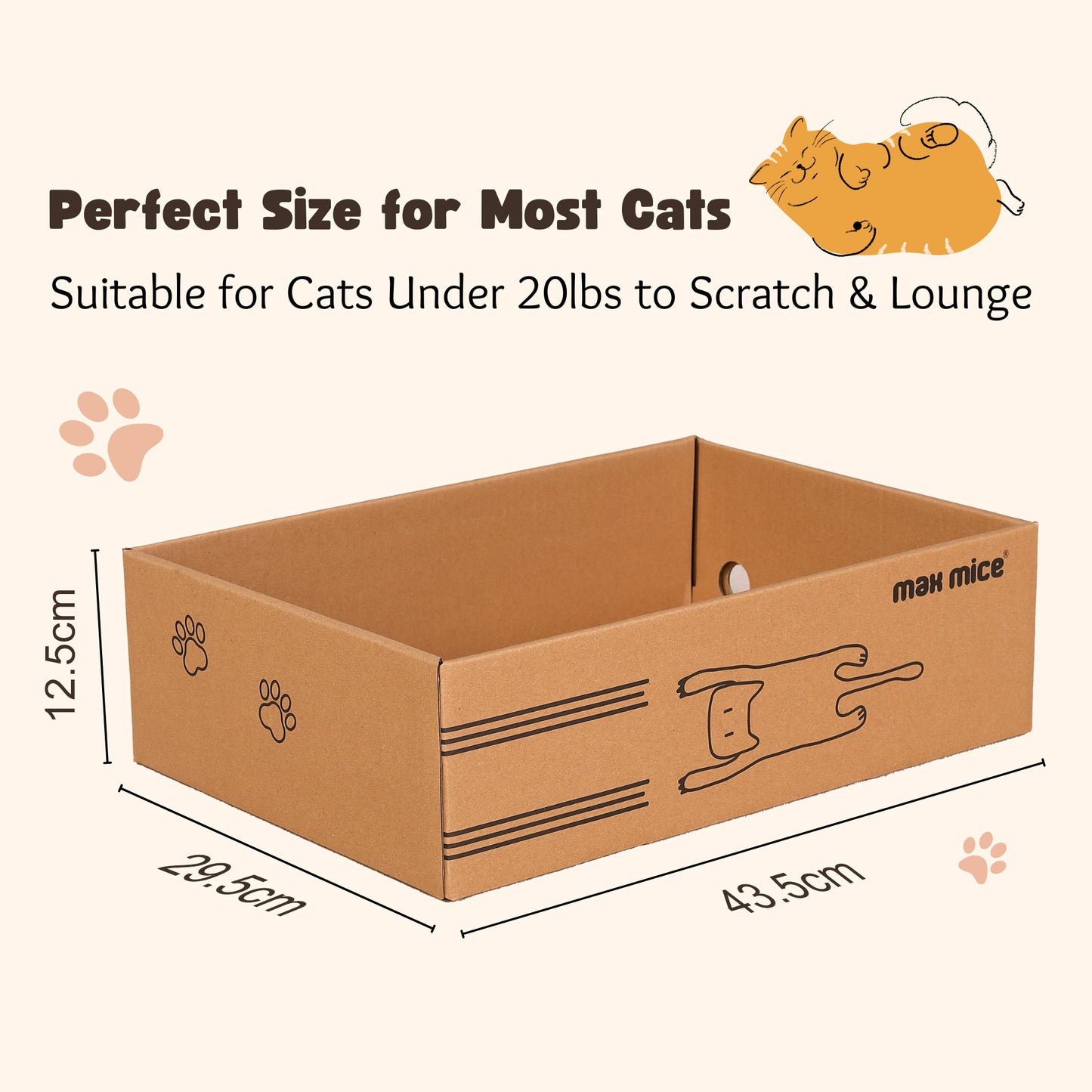 Due in 25/02/25 Max Mice Cat Scratching Board with Box, 5 Layers Design Cat Scratching Pad, Reversible Cat Scratcher Cardboard Lounge Bed, Corrugated Cardboard Cat Scratcher for Indoor Kitty