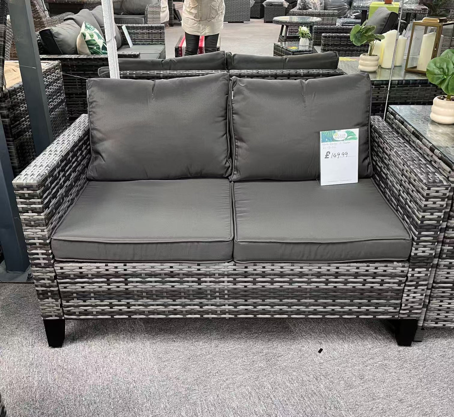 Clearance in shop, sale as shown--Palma Range Sofa Sets in Grey Rattan and Grey Cushions