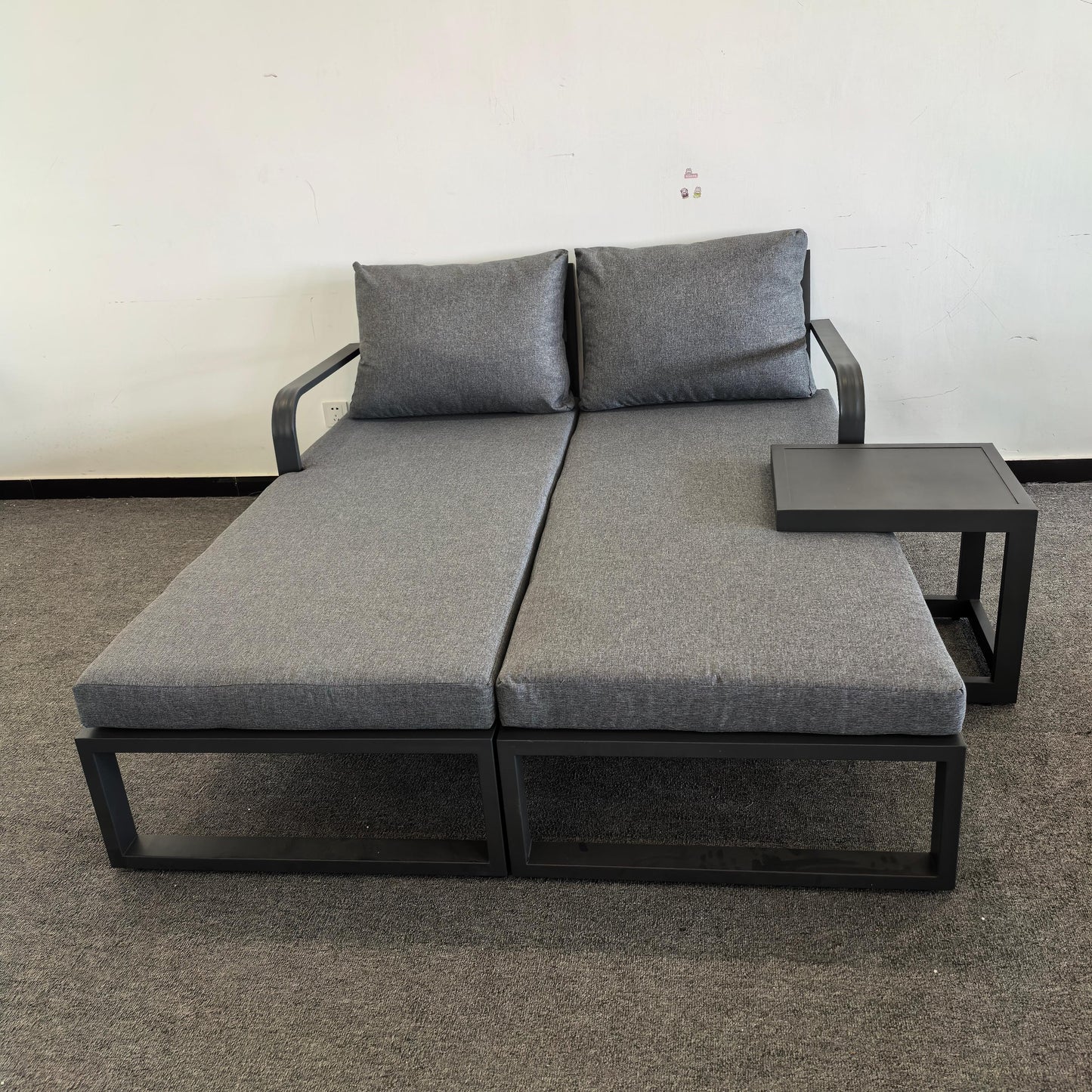 Due in 30/04/25  #AK-10 Floor Sample Clearance Sale Aluminium Pair Loungers with Side Table