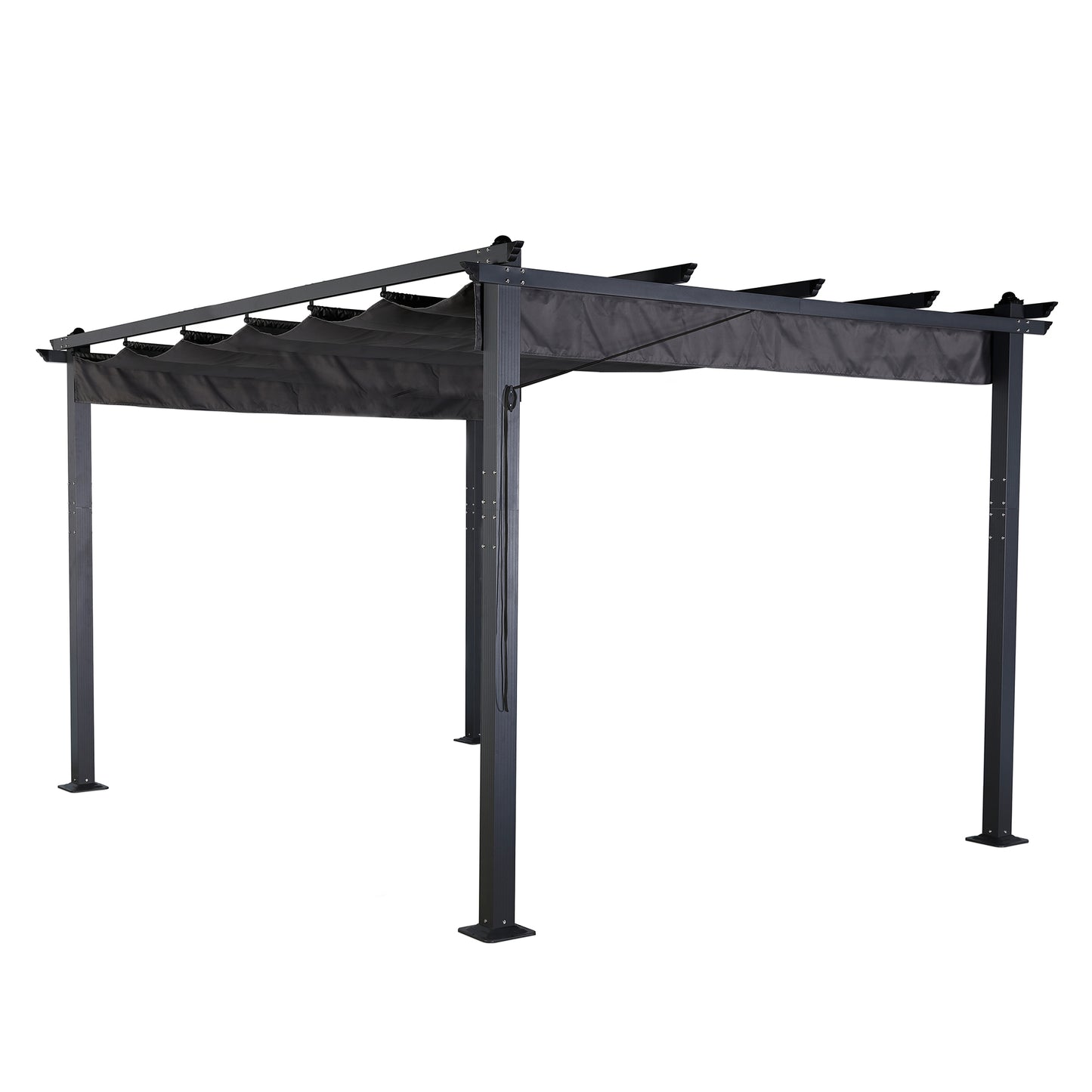 Club Rattan 3 X 4M Aluminium Pergola With Retractable Grey Roof, Large Garden Pergola for BBQ, Outdoor and patio, in Charcoal