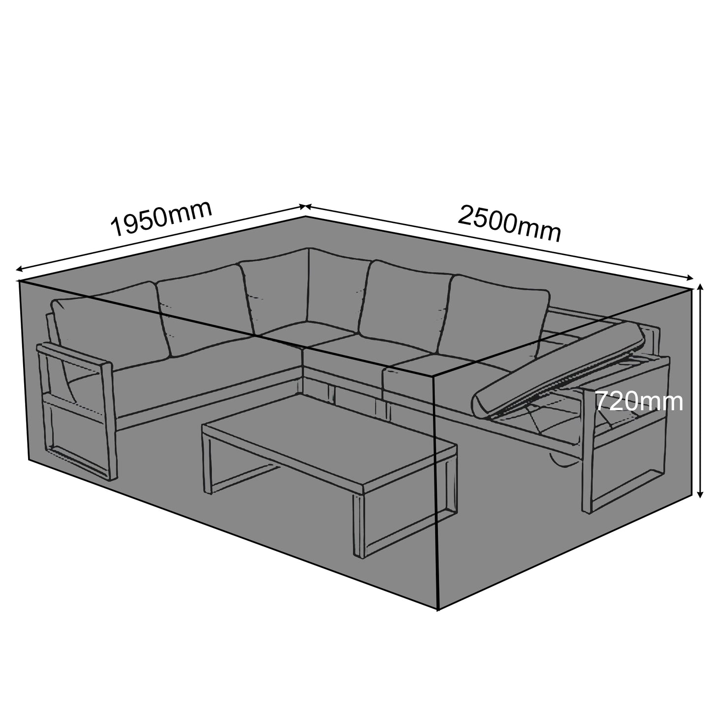 RC-CK-02...Protective cover for  the Dune Range LHF and RHF Corner Set  250x195xH72cm