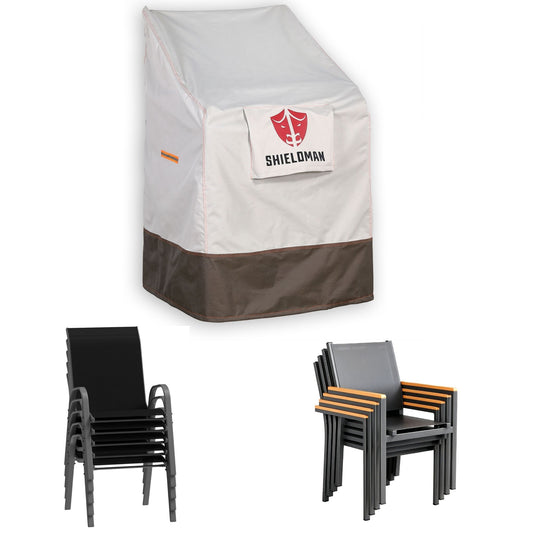 Club Rattan Heavy-Duty Waterproof Sloped Cover for High-Back Stacking Chairs
