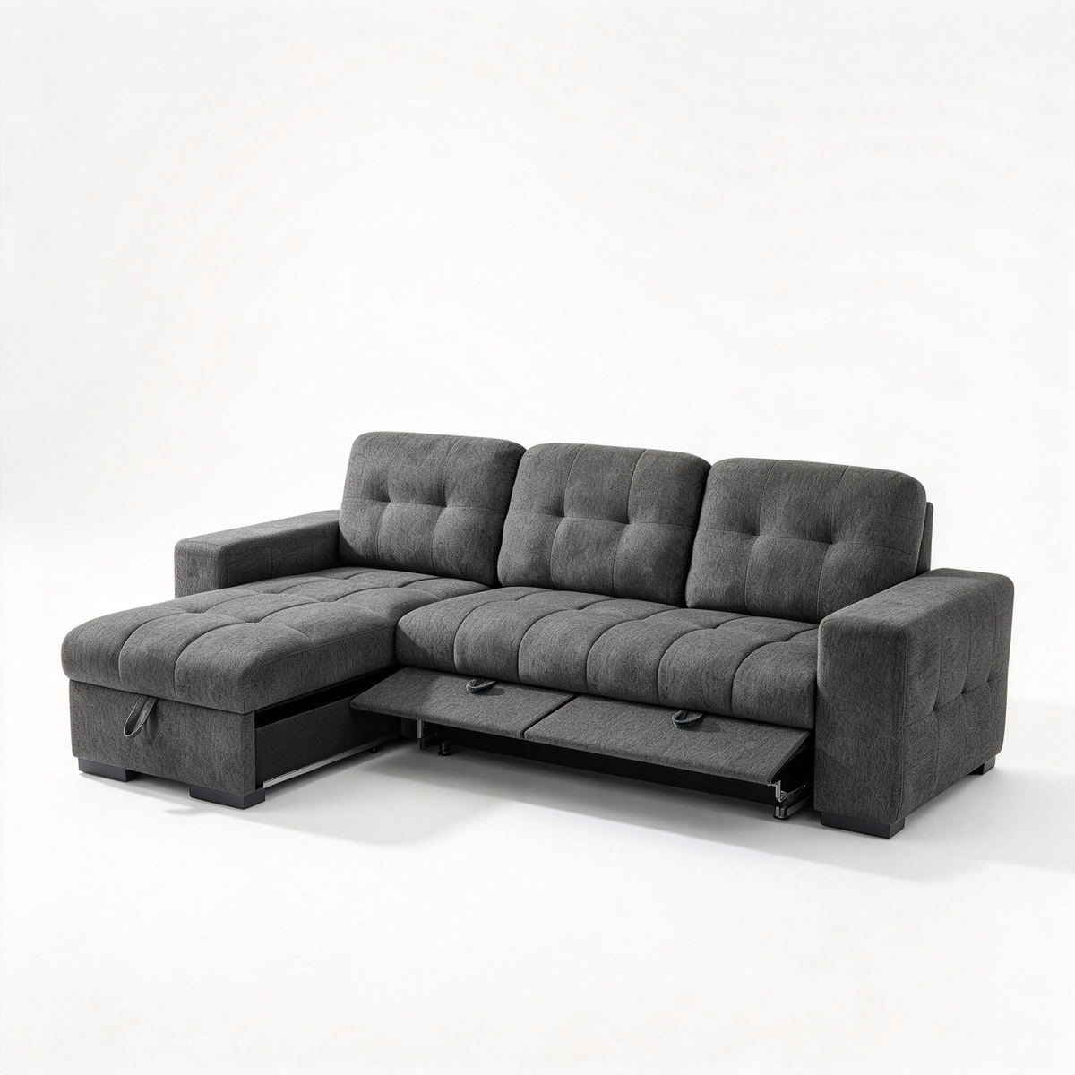 Cove Grey Universal Corner Sofa Bed – 4 Seater Polyester Sofabed