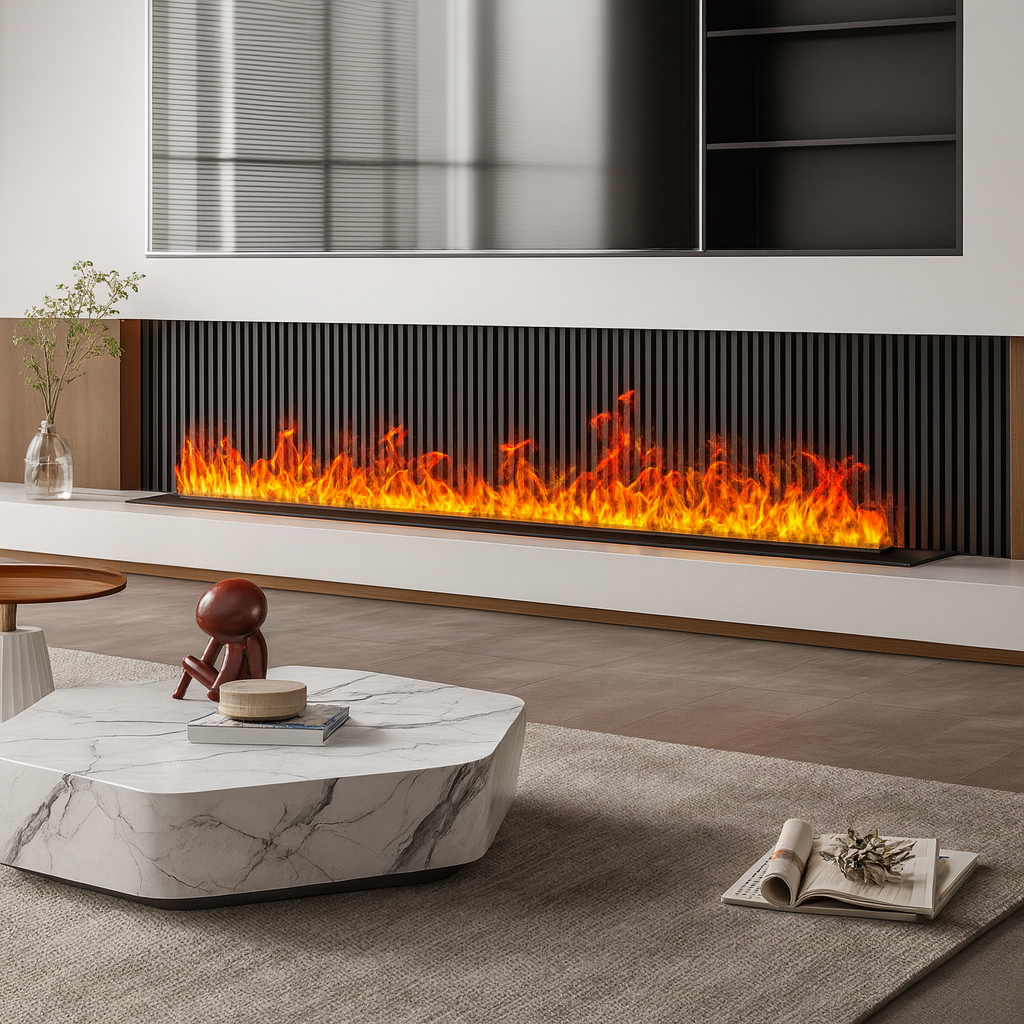 1000MM/39.37" Luxe Water Vapour Fireplace – 15 Colour Realistic Flame, Cool to Touch, Up to 24hr Run Time