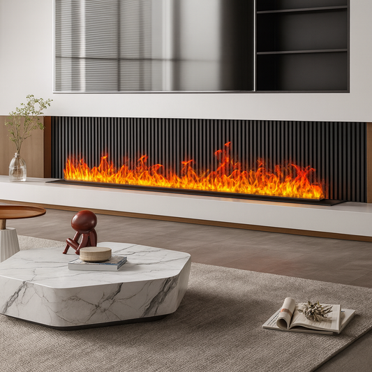 800MM/31.5" Luxe Water Vapour Fireplace – 15 Colour Realistic Flame, Cool to Touch, Up to 24hr Run Time