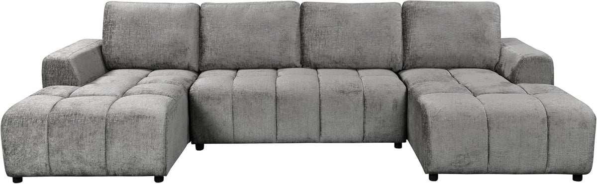 Grandeur Luxury Grey U-Shape Corner Sofa Bed – 5 Seater with Underseat Storage & Sofabed Conversion