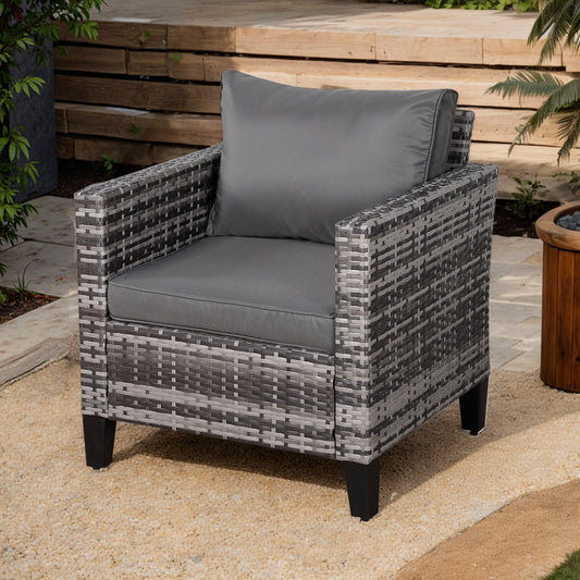 Due in 25/05/25  Palma Range Single Arm Chair in Grey Rattan