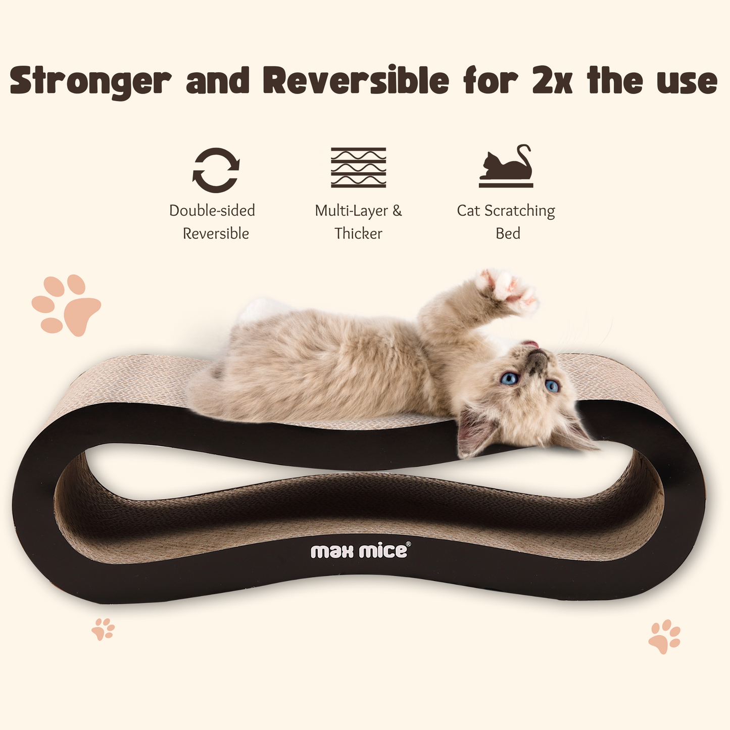 Due in 25/02/25 Max Mice Ultimate Cat Scratcher Lounge Bed，8-Shape Design，Superior Cardboard & Construction，Indoor Durable Cat Furniture for Scratch and Rest