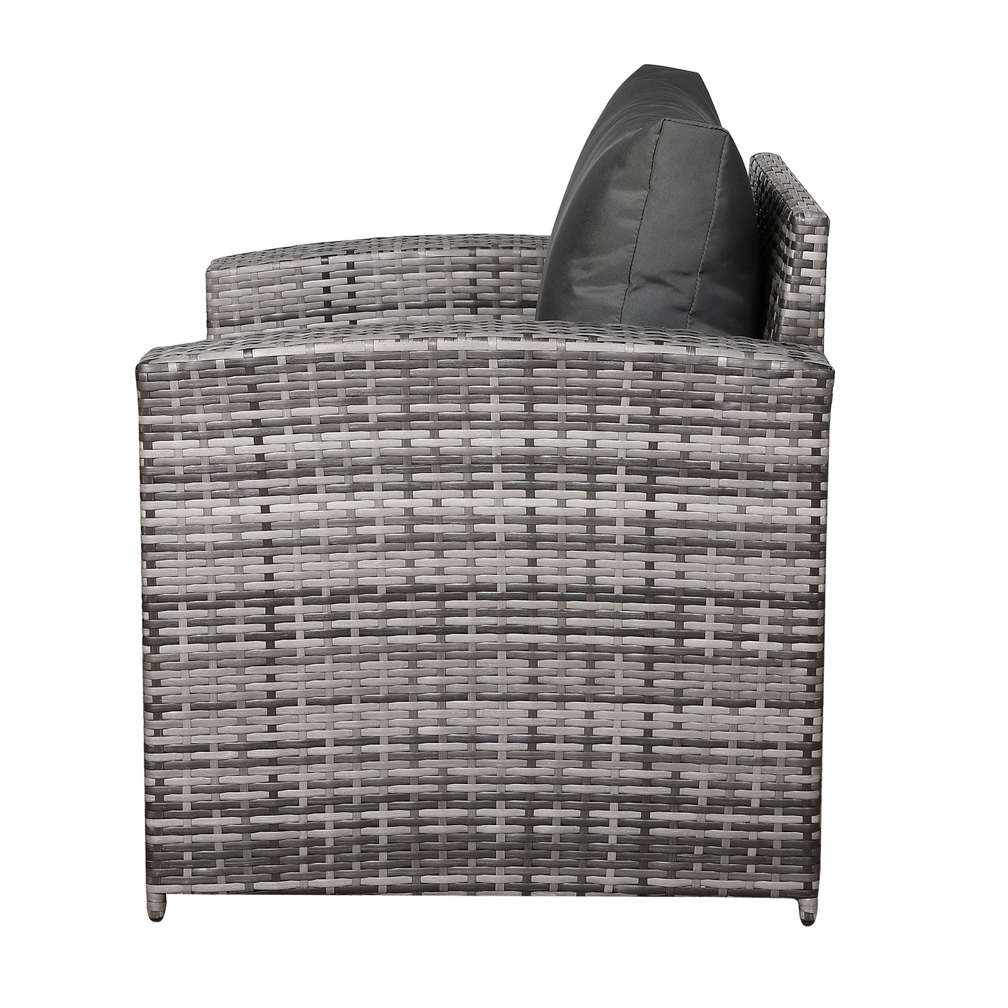 Henley High Back Pair of Arm Chairs in Grey Rattan and Grey Cushions