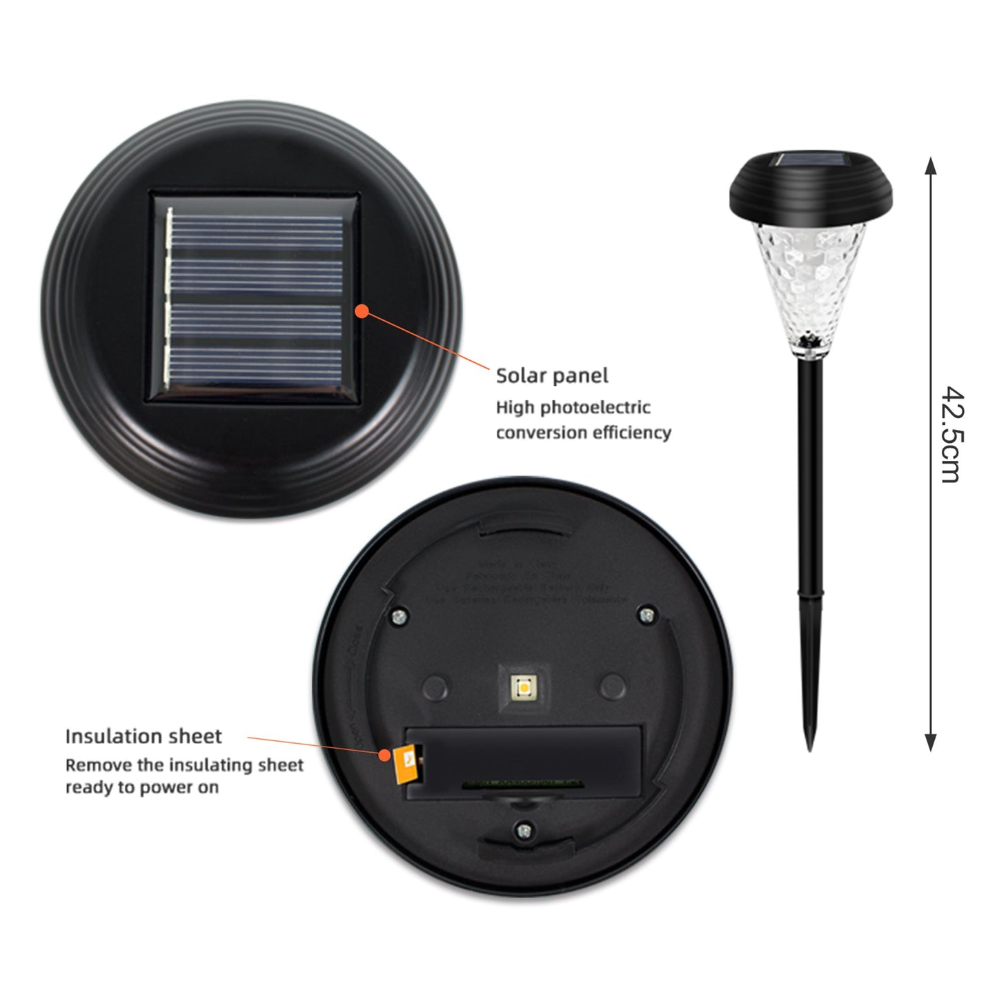 Outdoor Garden Solar Lights，LED Solar Light Outdoor Auto ON/Off for Garden(Set of 4)-Black[Energy Class A+++]