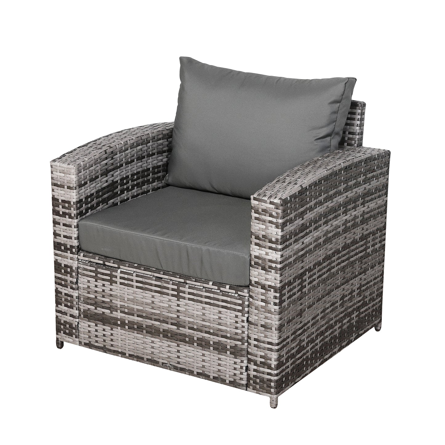 Henley High Back Pair of Arm Chairs in Grey Rattan and Grey Cushions