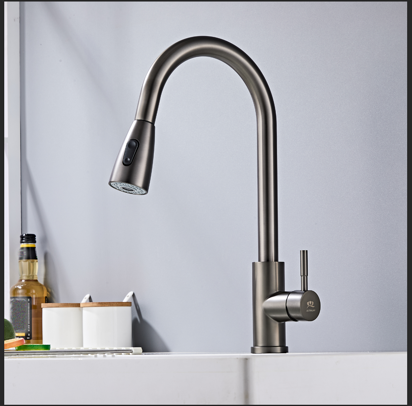 Pull Out Mono Kitchen Mixer Tap - Gun Grey